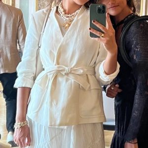 Zara linen blend belted blazer